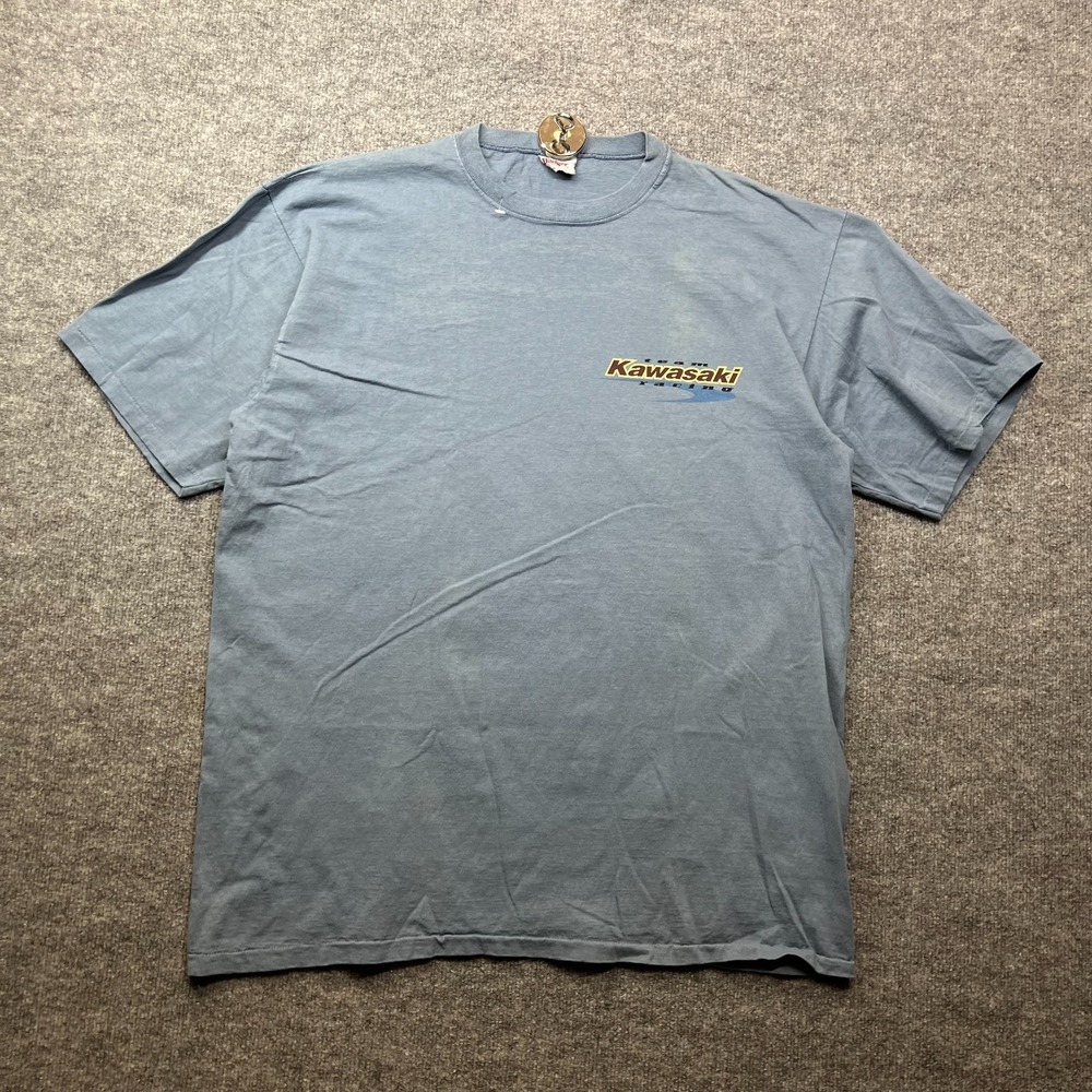 Vintage Team Kawasaki Racing Badger Sportswear T-Shirt Men's Gray USA Made - XL